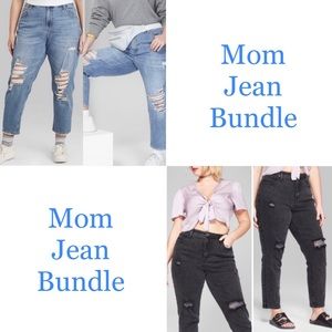 Plus Size High-Rise Distressed Mom Jeans Bundle
